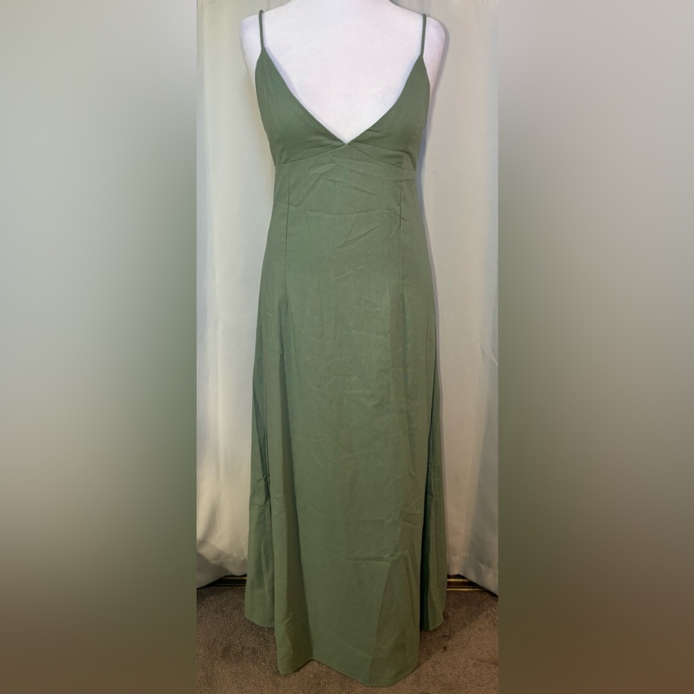 NWT Peppermayo Sage Open Back Linen Blend Maxi Dress XL - Picture 2 of 10